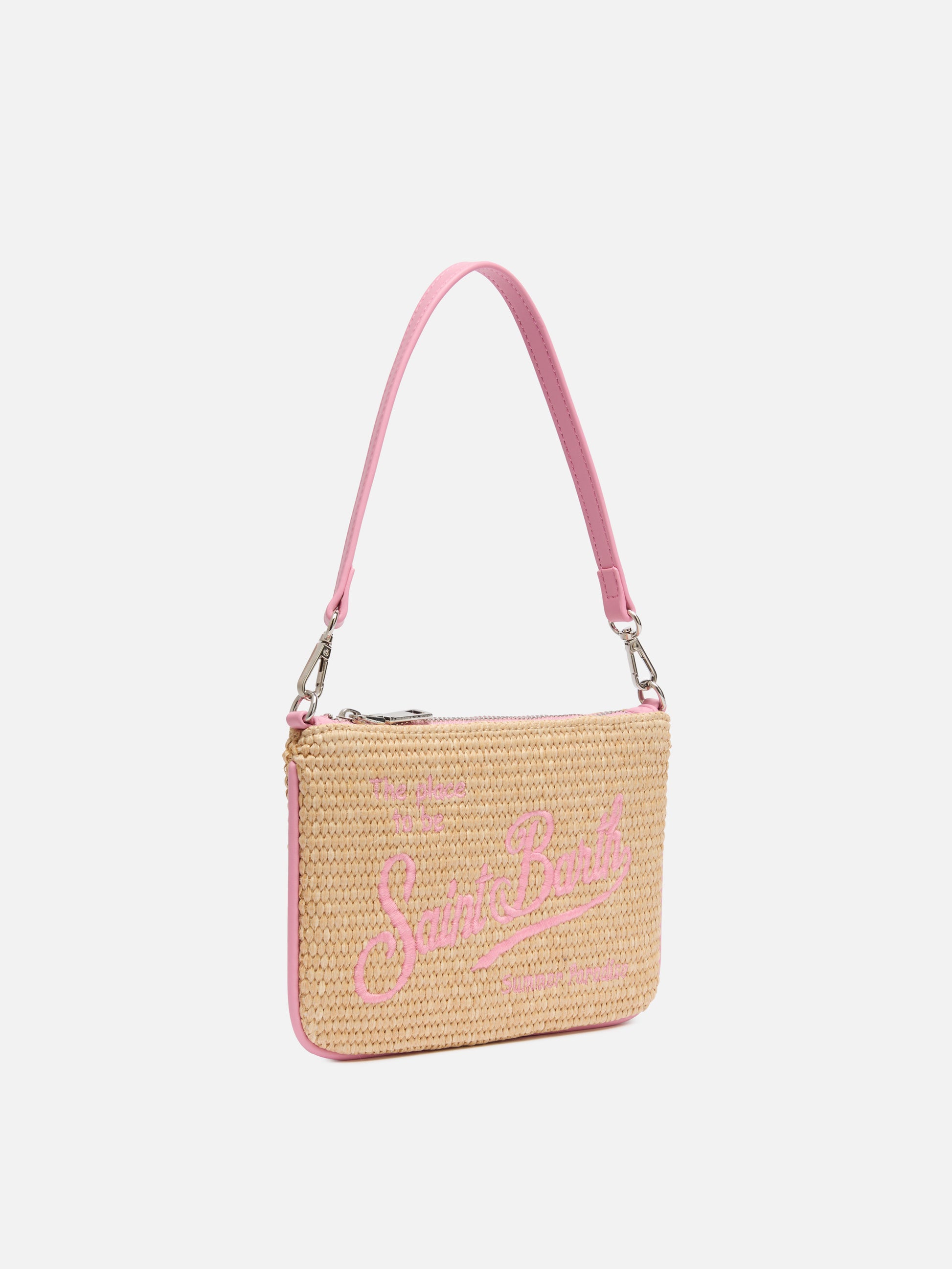 Beige Parisienne Straw mini pouch bag - MC2 Saint Barth
