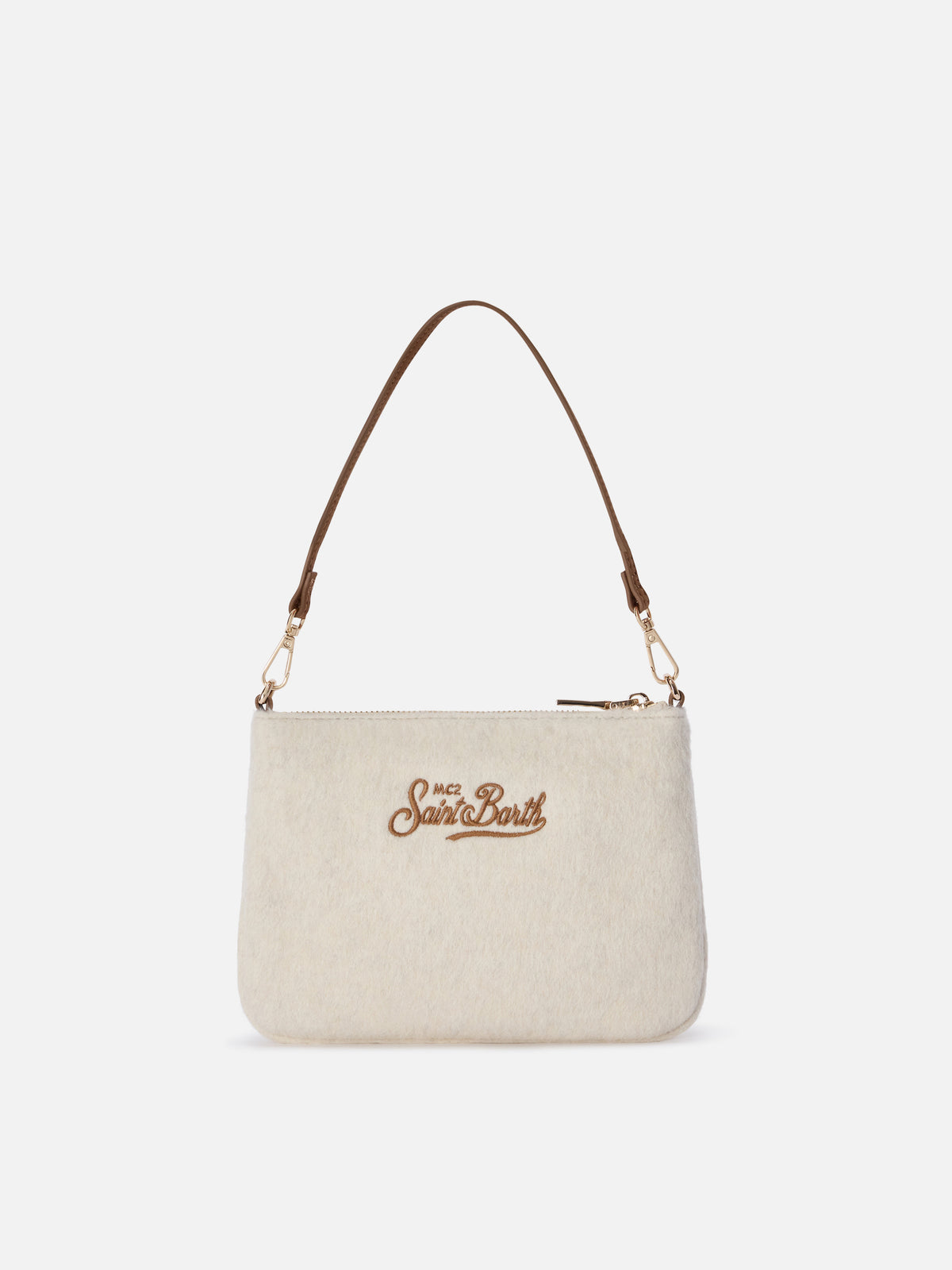 Off white Mini Parisienne felt shoulder bag with logo embroidery