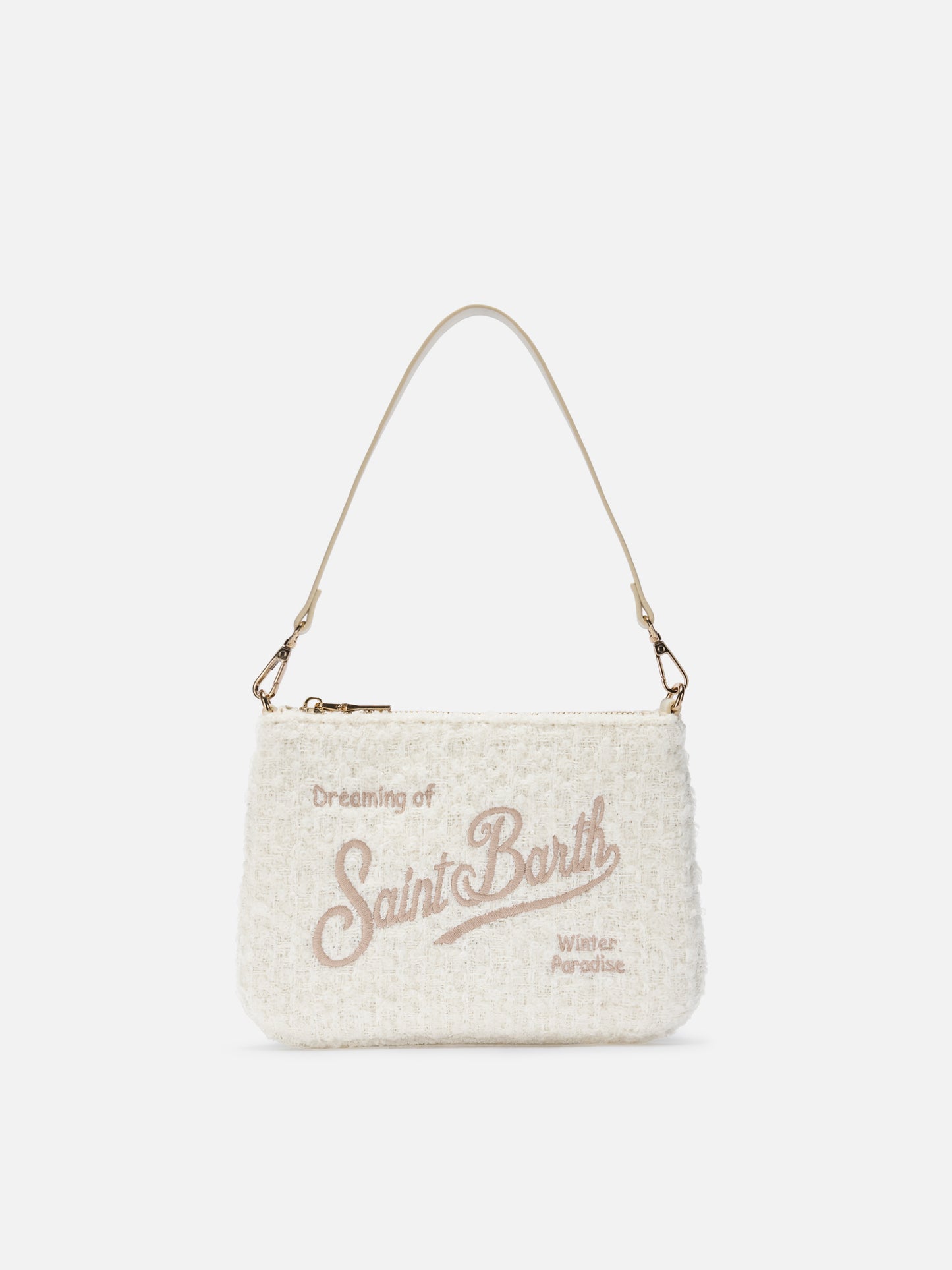Parisienne Mini-Schultertasche aus weißem Tweed