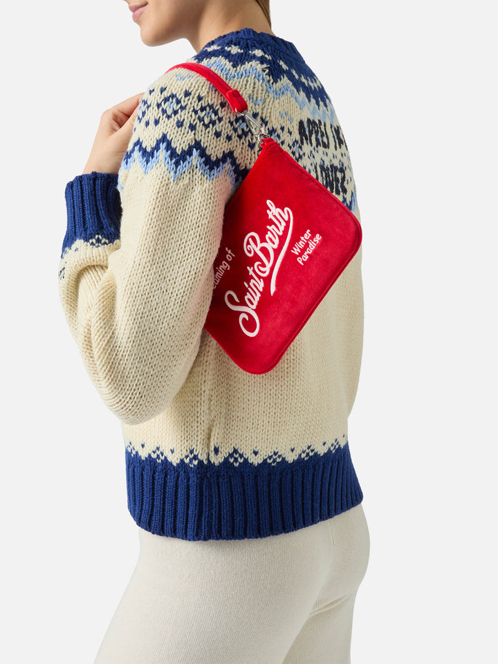 Parisienne Mini Shoulder Bag in red velvet