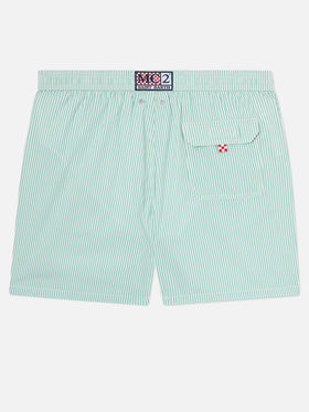 Patmos Badeshorts aus gestreiftem Seersucker in Salbeigrün und Weiß 