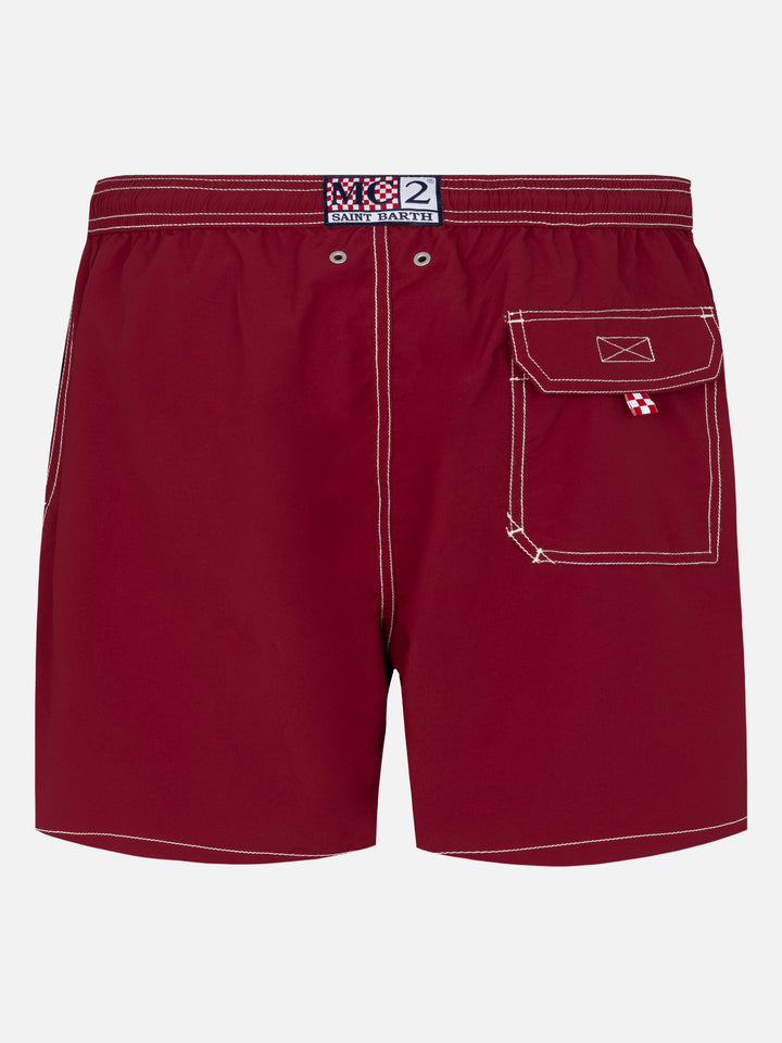 Burgundy mid-length classic light swim shorts Patmos - MC2 Saint Barth