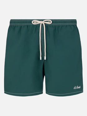 Green mid-length classic light swim shorts Patmos - MC2 Saint Barth
