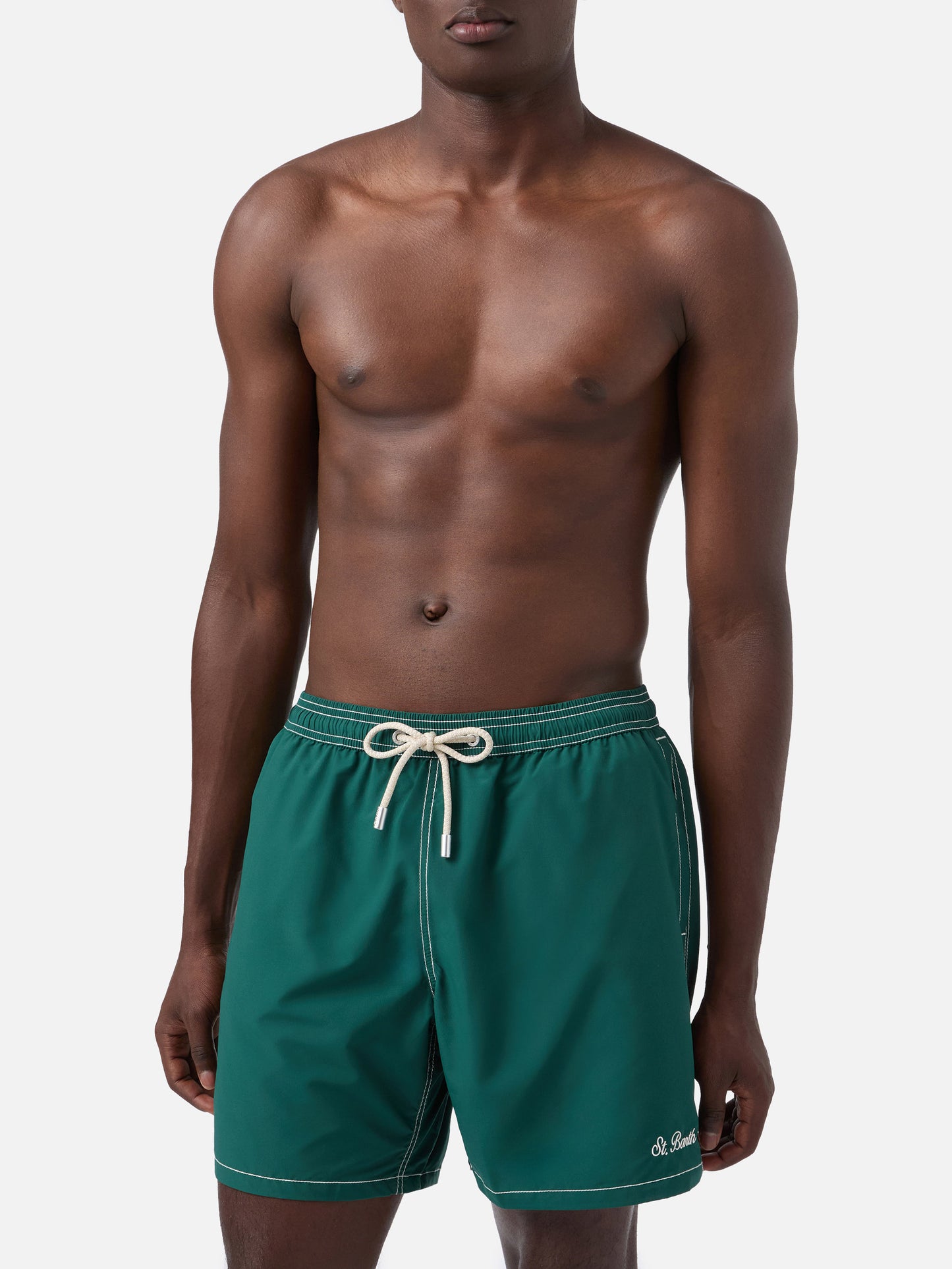 Grüne, mittellange, klassische leichte Badehose von Patmos