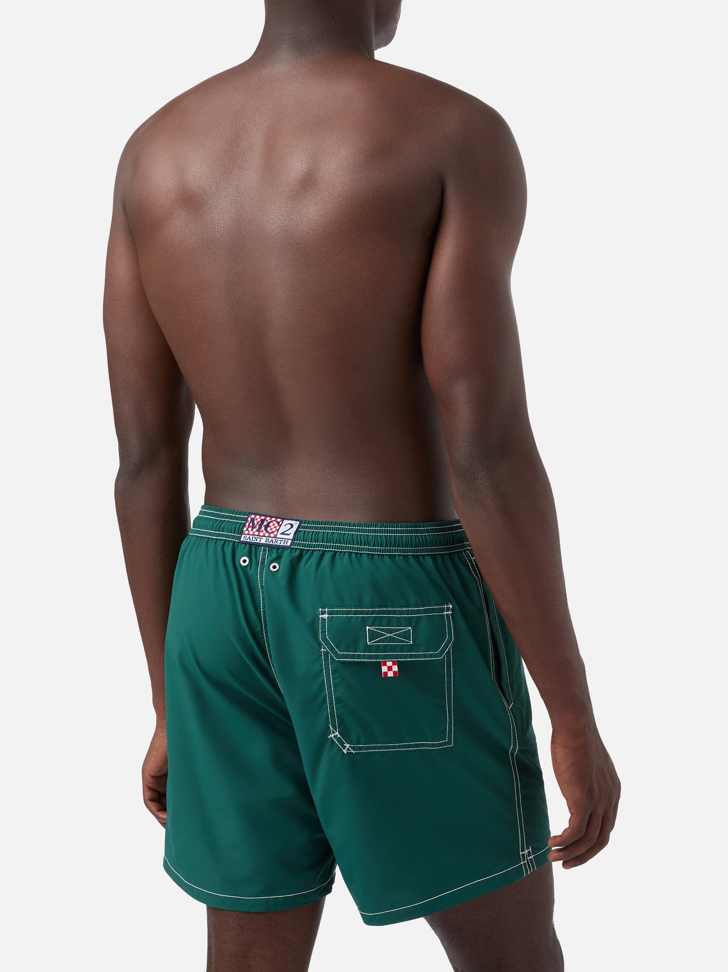 Grüne, mittellange, klassische leichte Badehose von Patmos