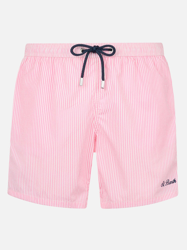 Costume classico leggero Patmos in seersucker a righe rosa