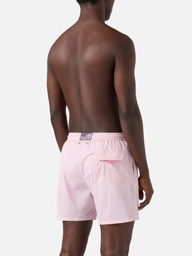 Patmos seersucker striped swim shorts in pink and white