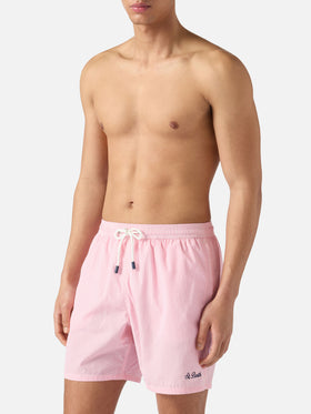Patmos seersucker gingham swim shorts in pink and white