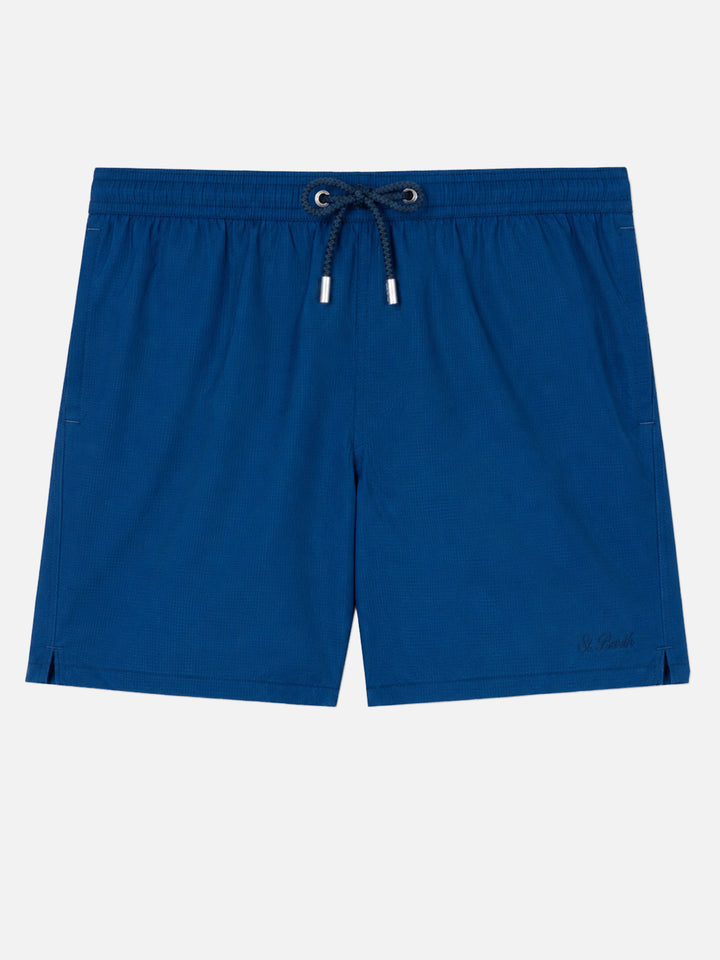 Patmos navy blue seersucker classic light swim shorts