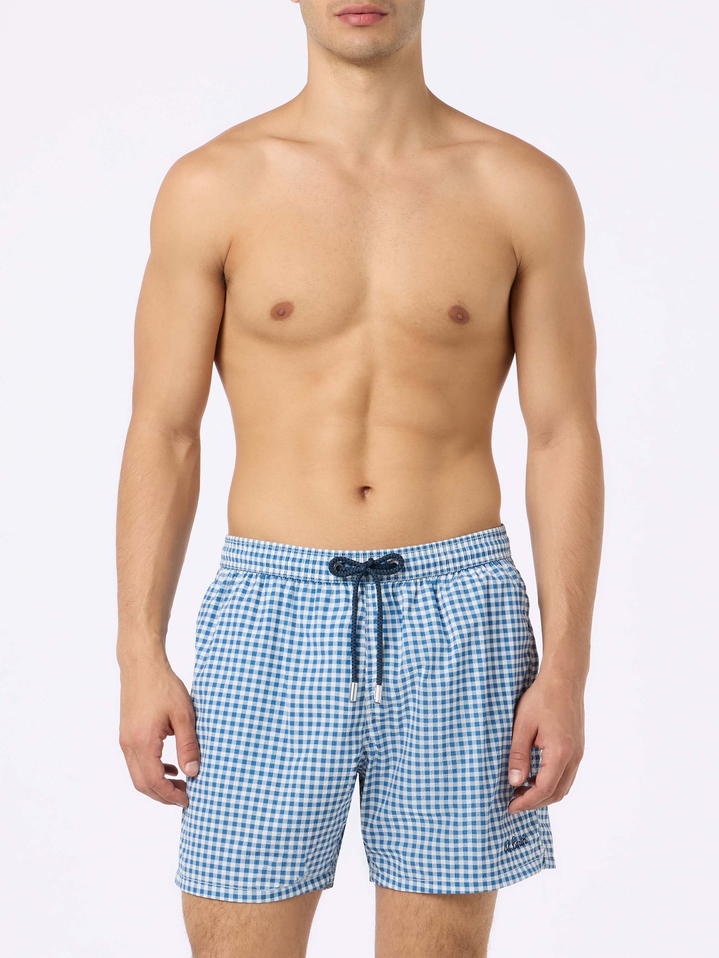 Seersucker gingham classic light swim shorts Patmos - MC2 Saint Barth