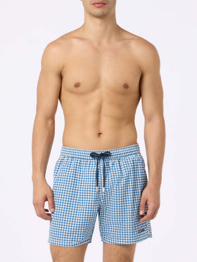 Seersucker gingham classic light swim shorts Patmos - MC2 Saint Barth