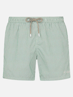 Seersucker sage green striped classic light swim shorts Patmos