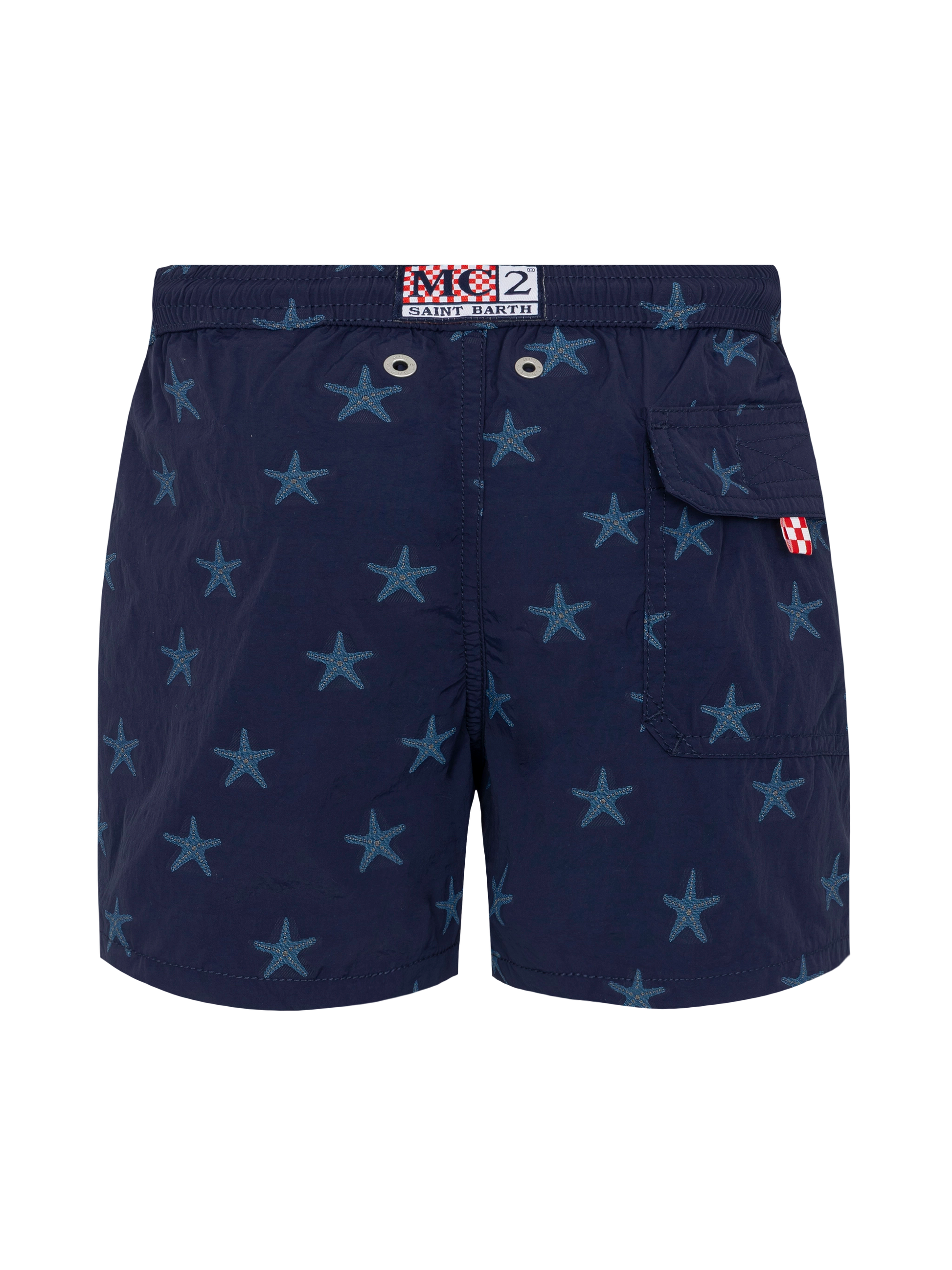 Patmos Jr mid-length swim shorts with seastar jacquard - MC2 Saint Barth