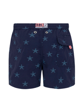Patmos Jr mid-length swim shorts with seastar jacquard - MC2 Saint Barth