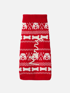 Dog sweater with  Merry embroidery