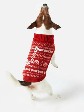 Dog sweater with  Merry embroidery