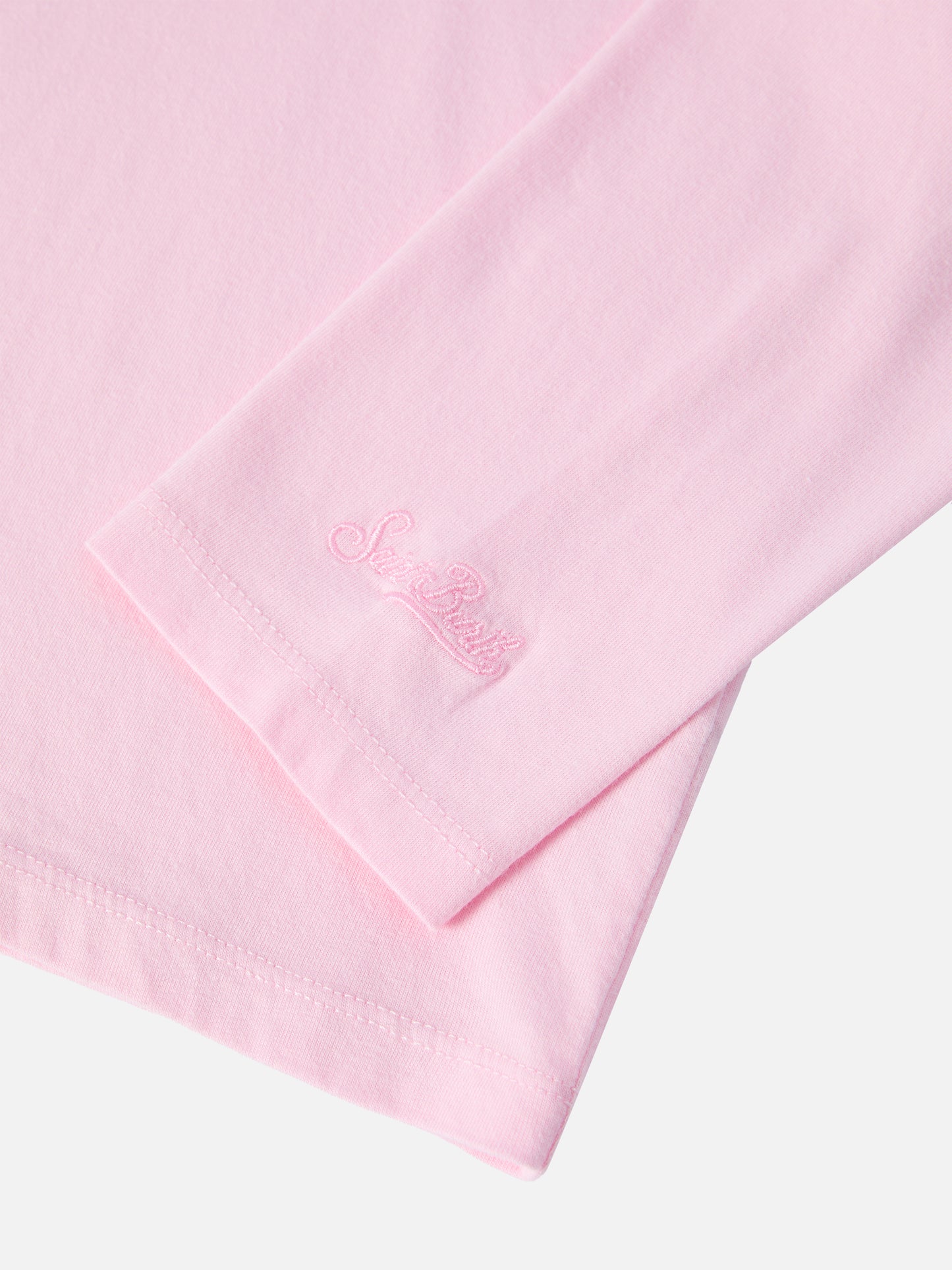 Penny Langarm-T-Shirt aus Baumwolle in Rosa mit Bella e Monella-Stickerei