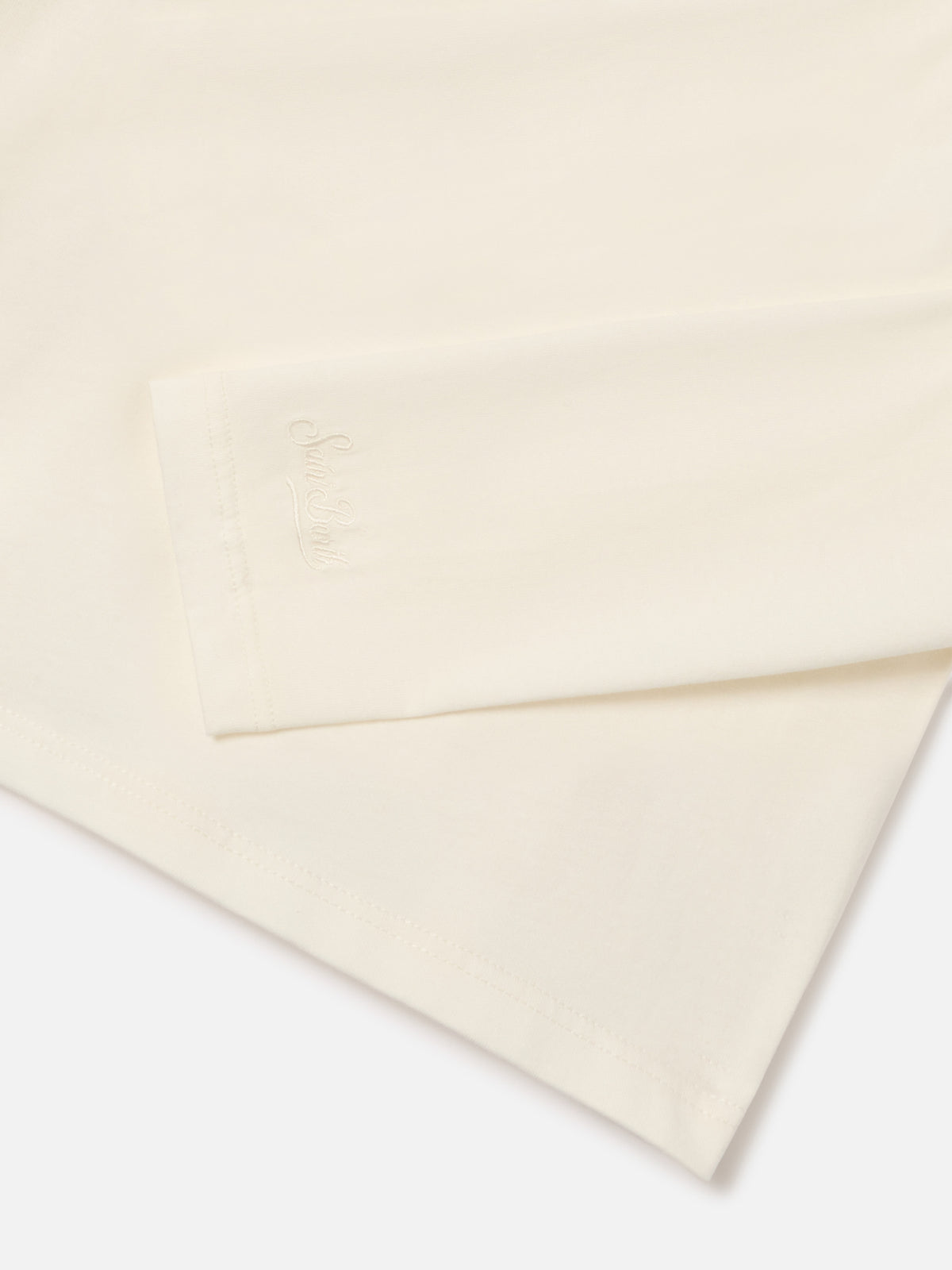 Cream Penny cotton long sleeve t-shirt with Miss Sono Stancata embroidery
