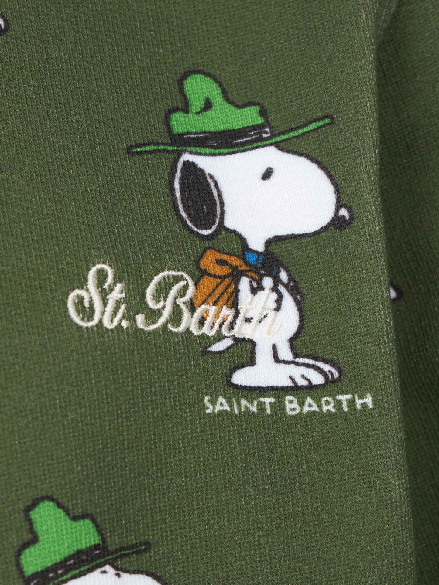 Boy crewneck green sweatshirt with Snoopy print | SNOOPY PEANUTS™ SPECIAL EDITION - MC2 Saint Barth