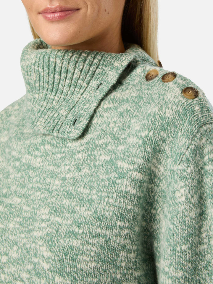 Maglia Philomene verde salvia a collo alto in lana con ricamo logo