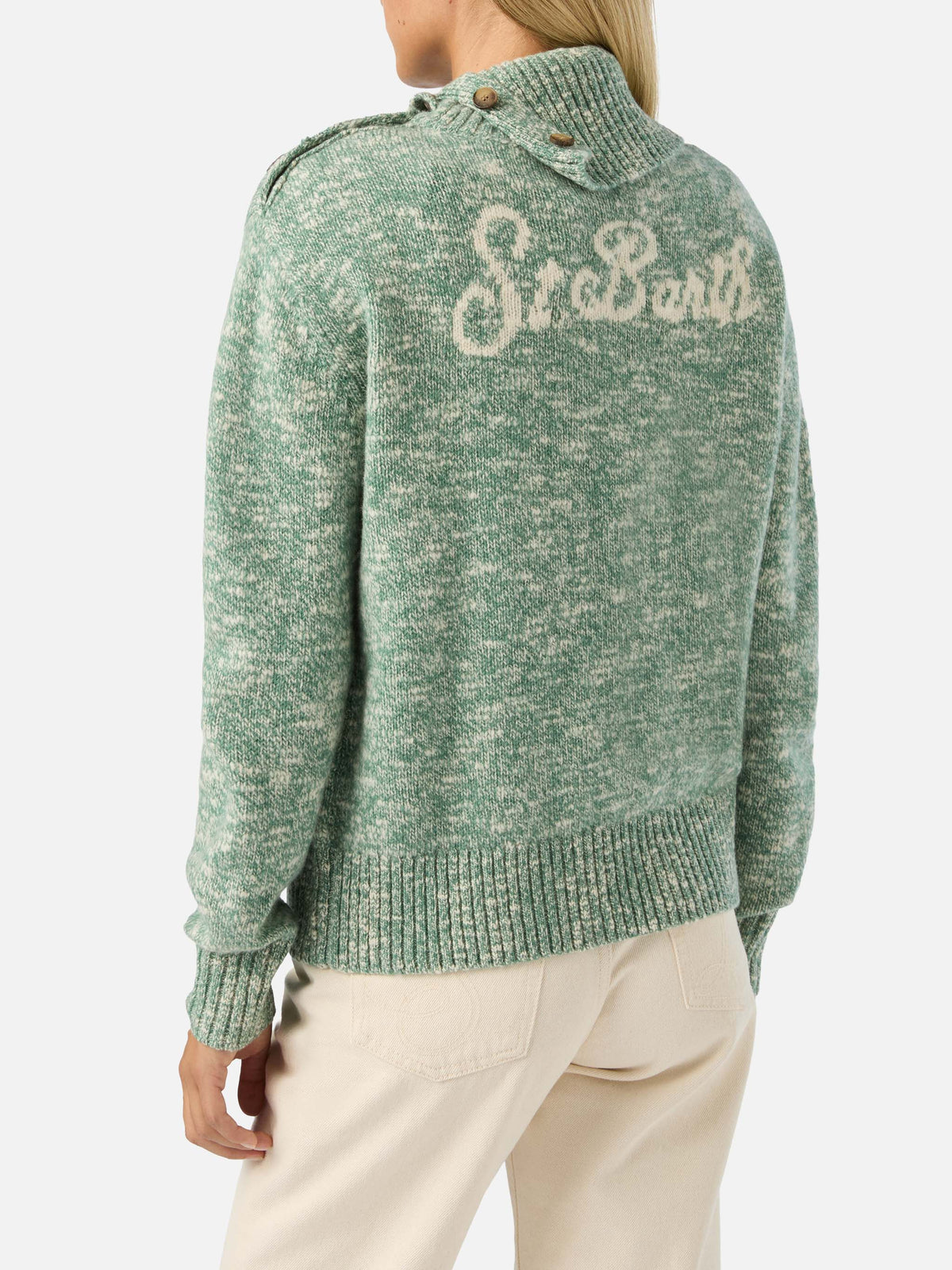 Pull en laine à col roulé Sage Philomene avec broderie logo 