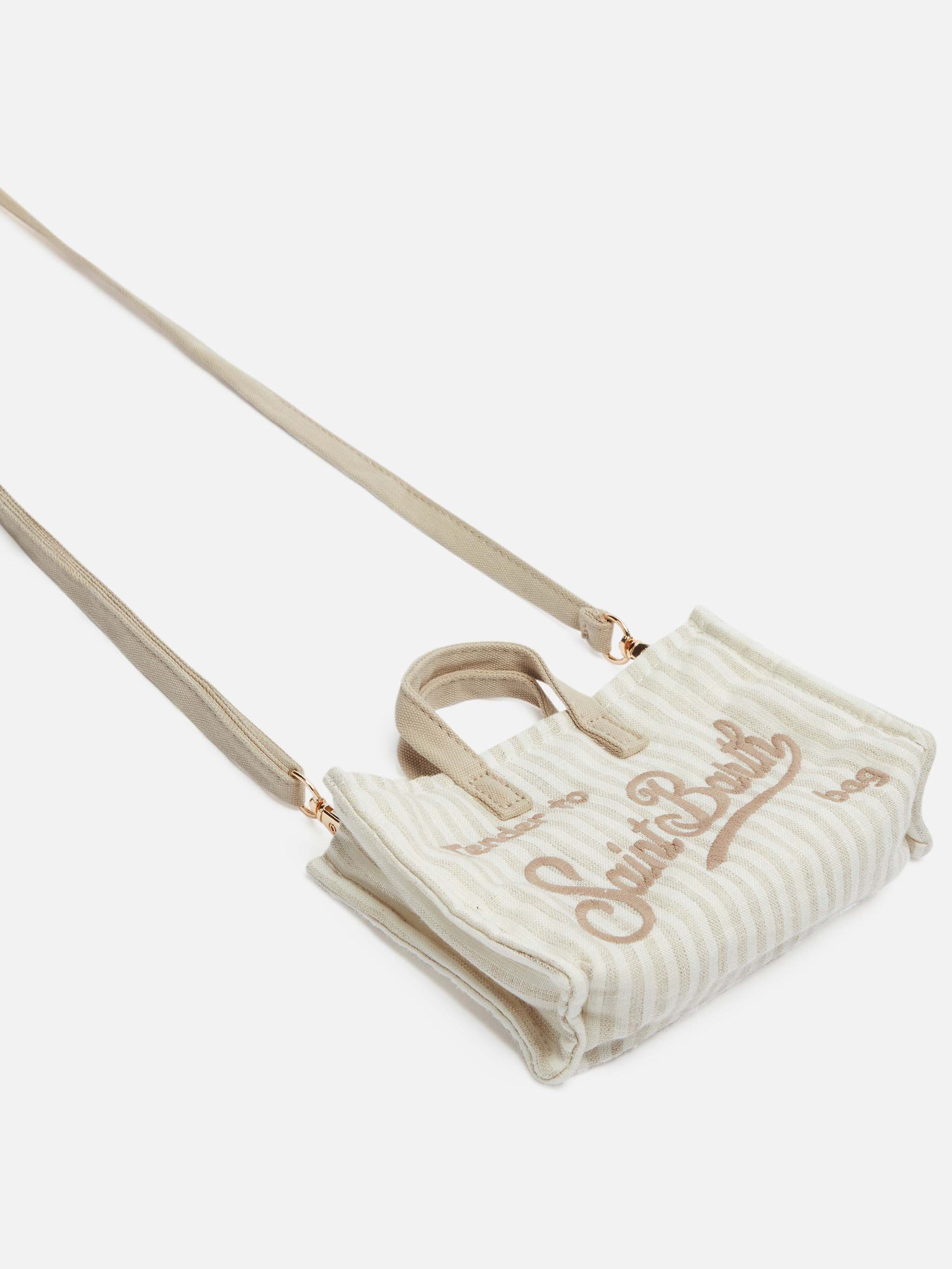 Linen Phone Bag with beige striped print - MC2 Saint Barth