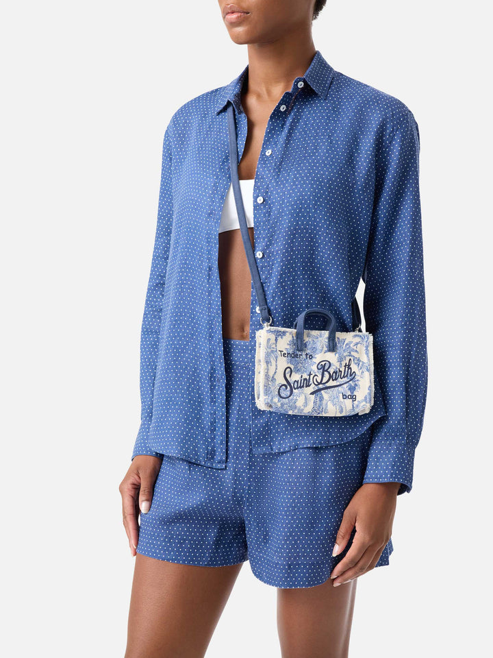 Sac en toile Micro Phone avec imprimé toile de Jouy et logo contrasté 