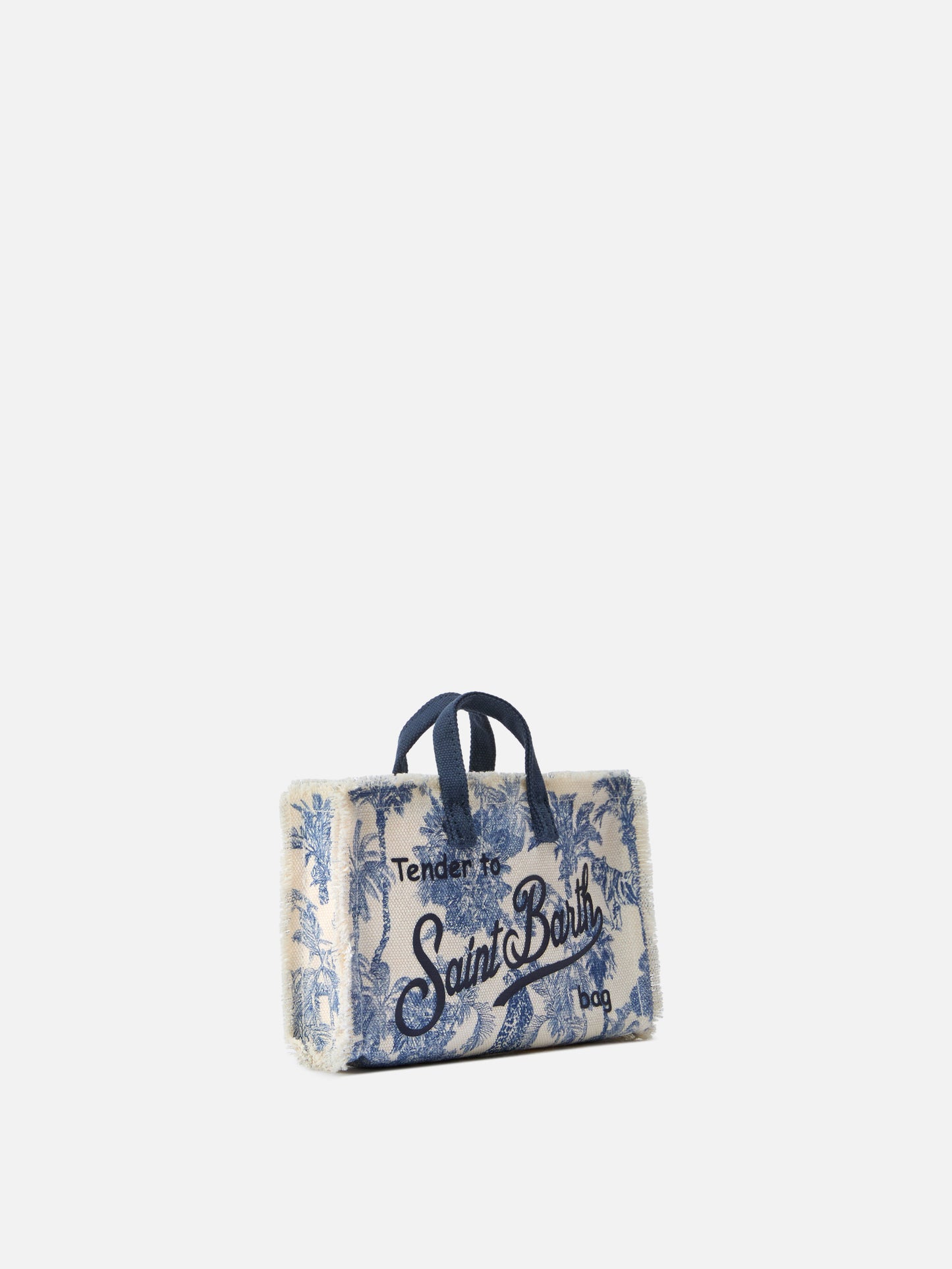 Micro Phone canvas bag with toile de jouy print and contrasting logo