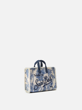 Micro Phone canvas bag with toile de jouy print and contrasting logo