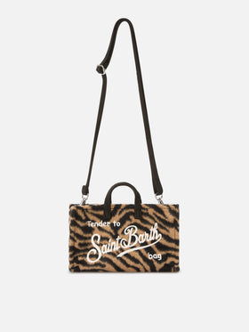 Phone Bag en fieltro con estampado de cebra 