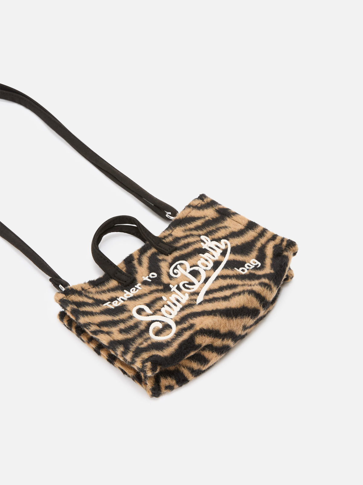 Phone Bag en fieltro con estampado de cebra 