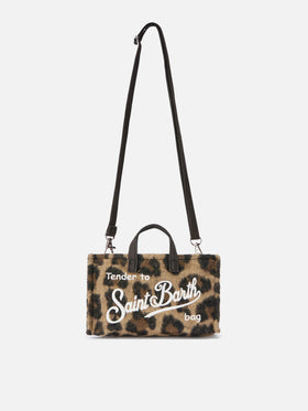 Phone Bag in felt with leopard print