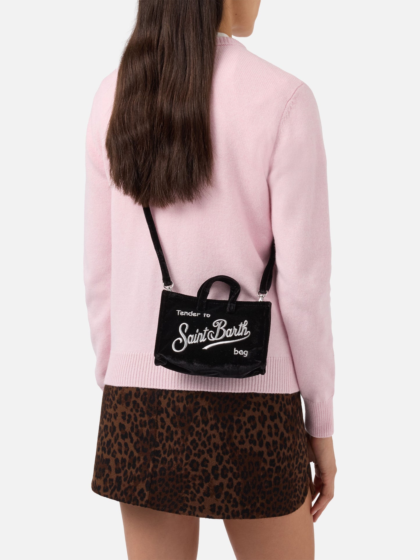 Mini-Handytasche aus schwarzem Samt