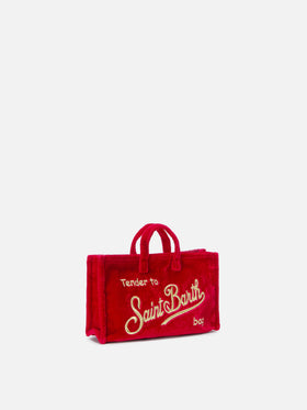 Phone Bag rossa in velluto con ricamo logo