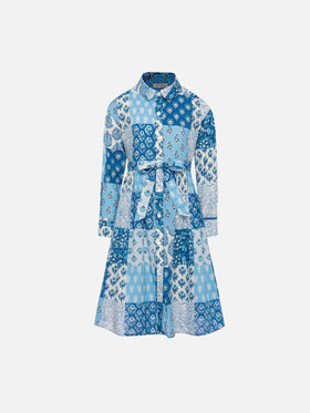 Philipa Jr long shirt dress with flower patch print - MC2 Saint Barth