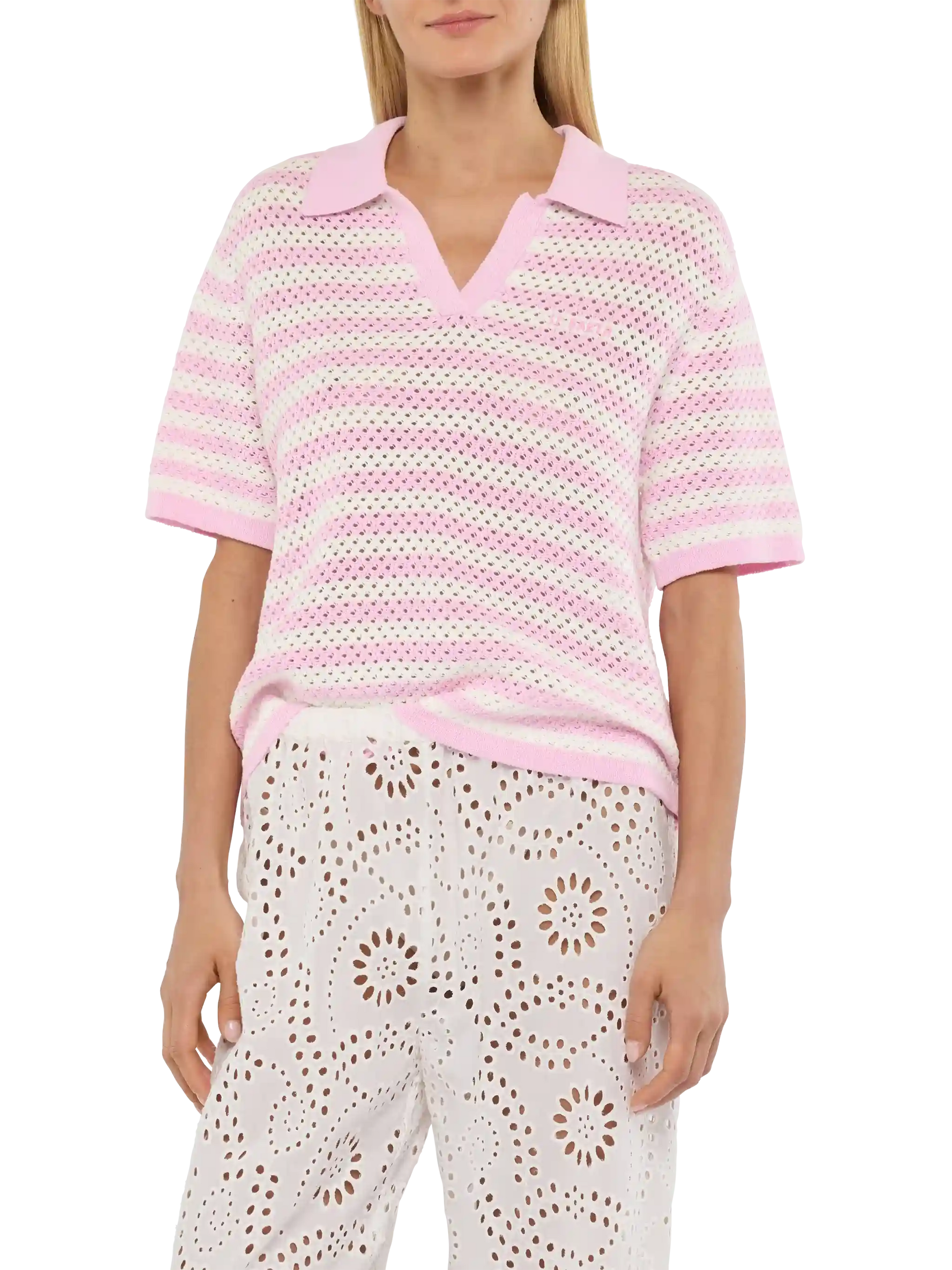 Pixie pink striped knit polo - MC2 Saint Barth