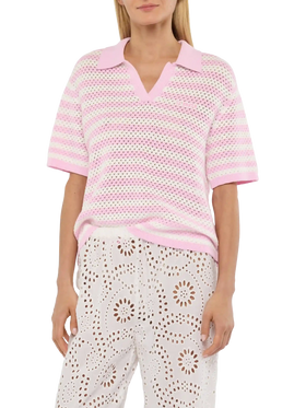 Pixie pink striped knit polo - MC2 Saint Barth
