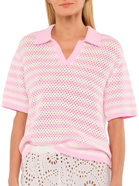 Pixie pink striped knit polo - MC2 Saint Barth
