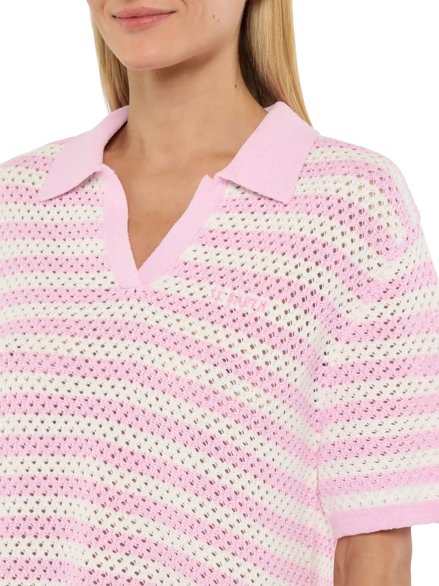 Pixie pink striped knit polo - MC2 Saint Barth