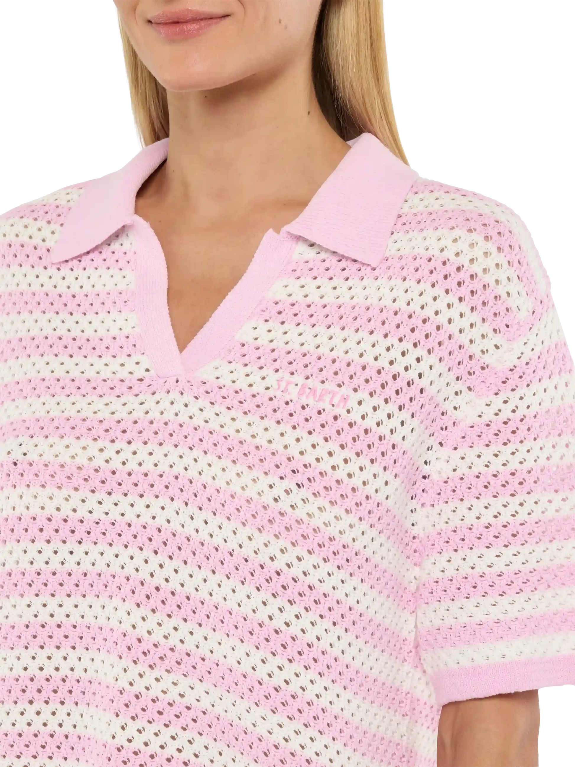 Pixie pink striped knit polo - MC2 Saint Barth