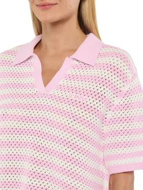 Pixie pink striped knit polo - MC2 Saint Barth