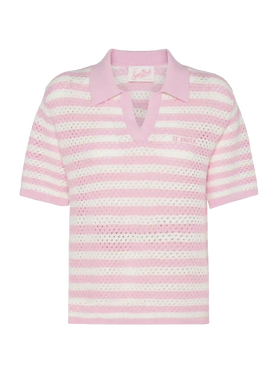 Pixie pink striped knit polo - MC2 Saint Barth