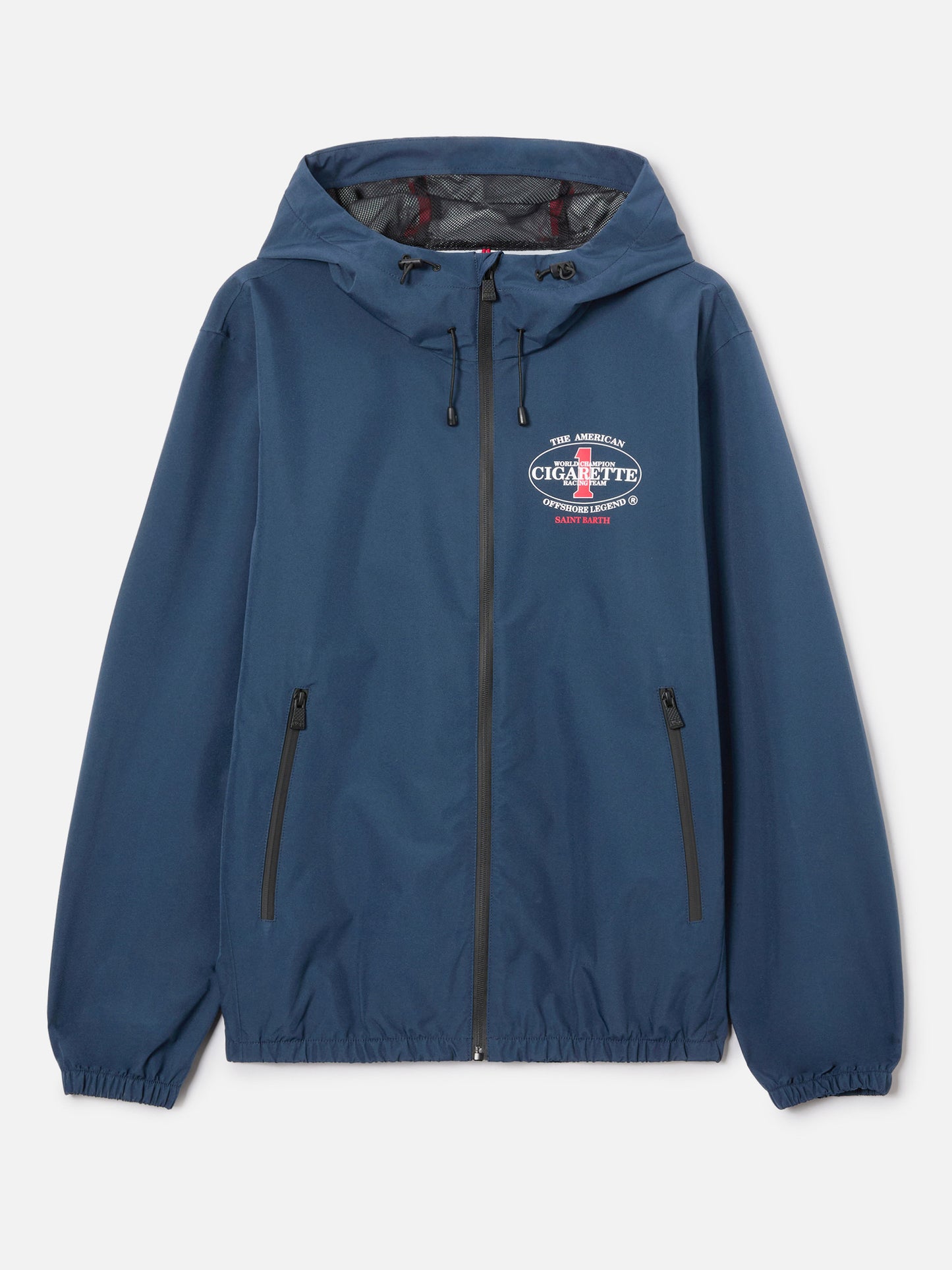 Giacca Pilot blu navy in tessuto tecnico con stampa Cigarette | Special Edition