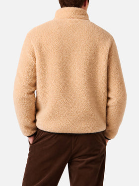 Beige Polar sherpa jacket with gradient mountain pattern