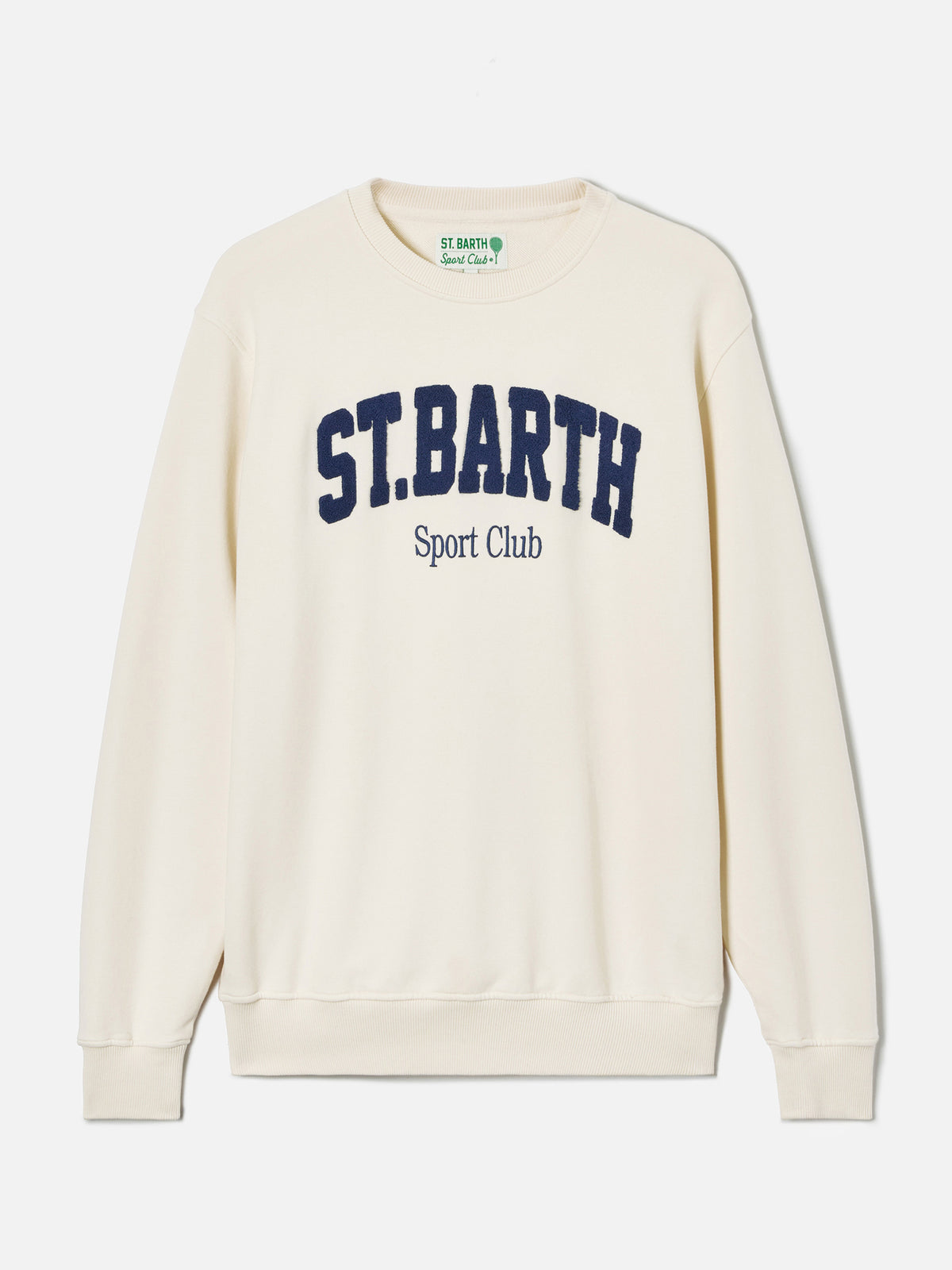 Felpa Ponza in cotone crema con logo Sport Club effetto spugna