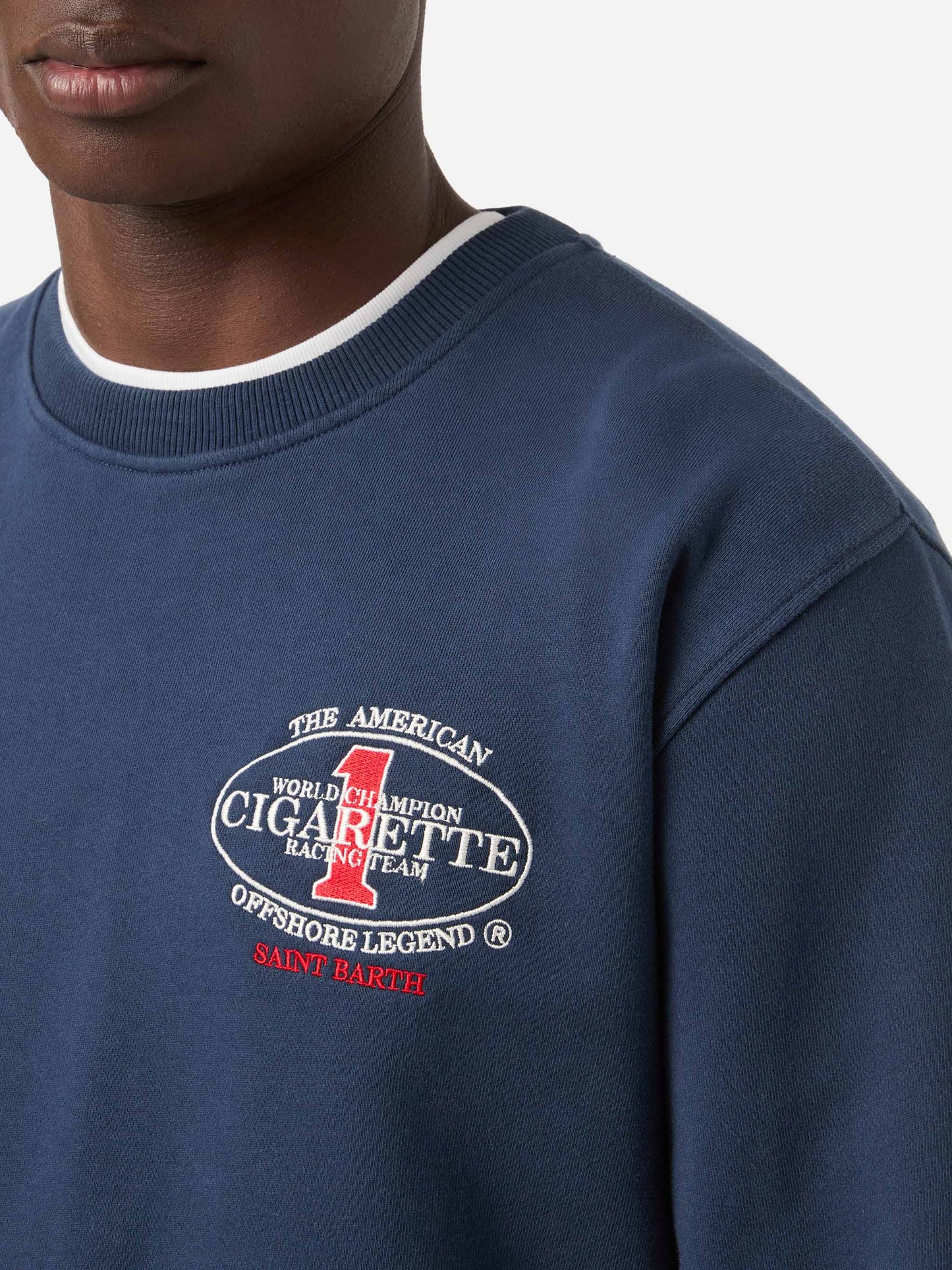 Sweat-shirt ras-du-cou Ponza bleu marine avec imprimé Cigarette | Édition spéciale 