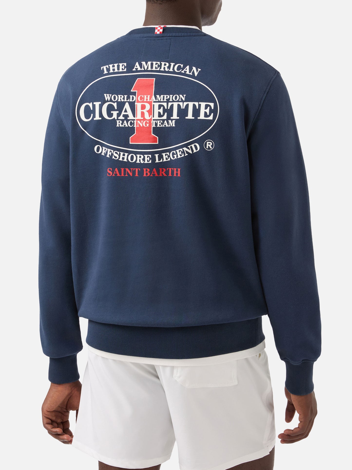 Sweat-shirt ras-du-cou Ponza bleu marine avec imprimé Cigarette | Édition spéciale 