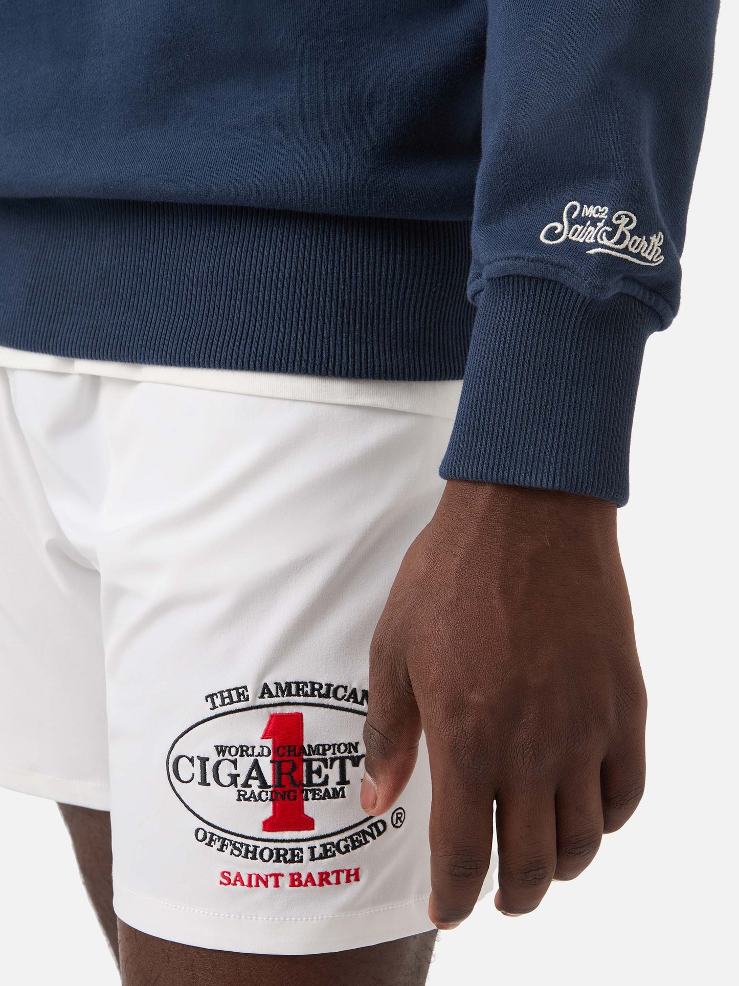 Sweat-shirt ras-du-cou Ponza bleu marine avec imprimé Cigarette | Édition spéciale 