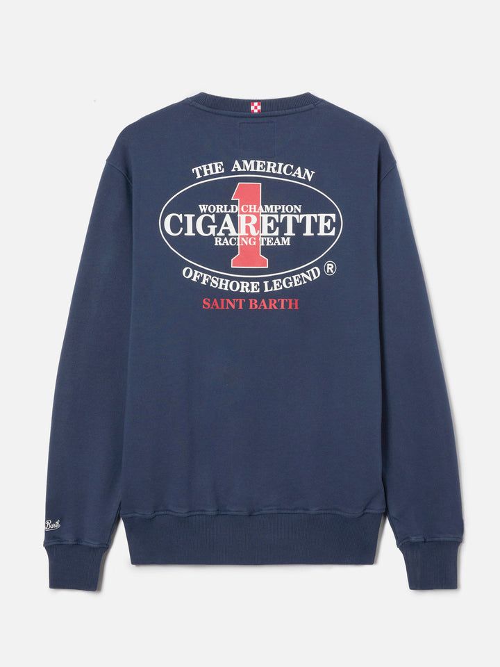 Navy blue Ponza crewneck sweatshirt with Cigarette print | Special Edition