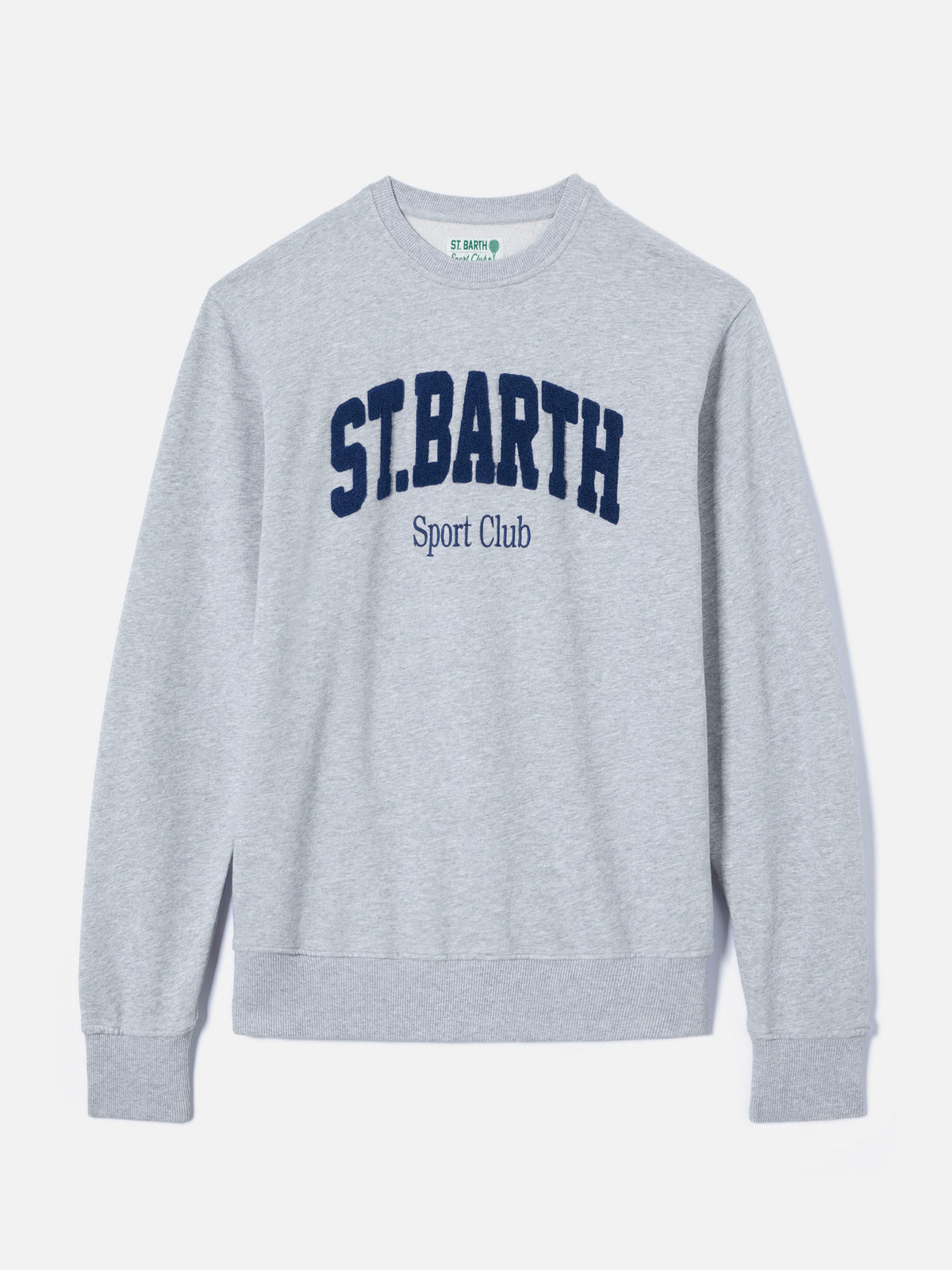 Sudadera de algodón gris Ponza con logo Sport Club en relieve con efecto rizo 
